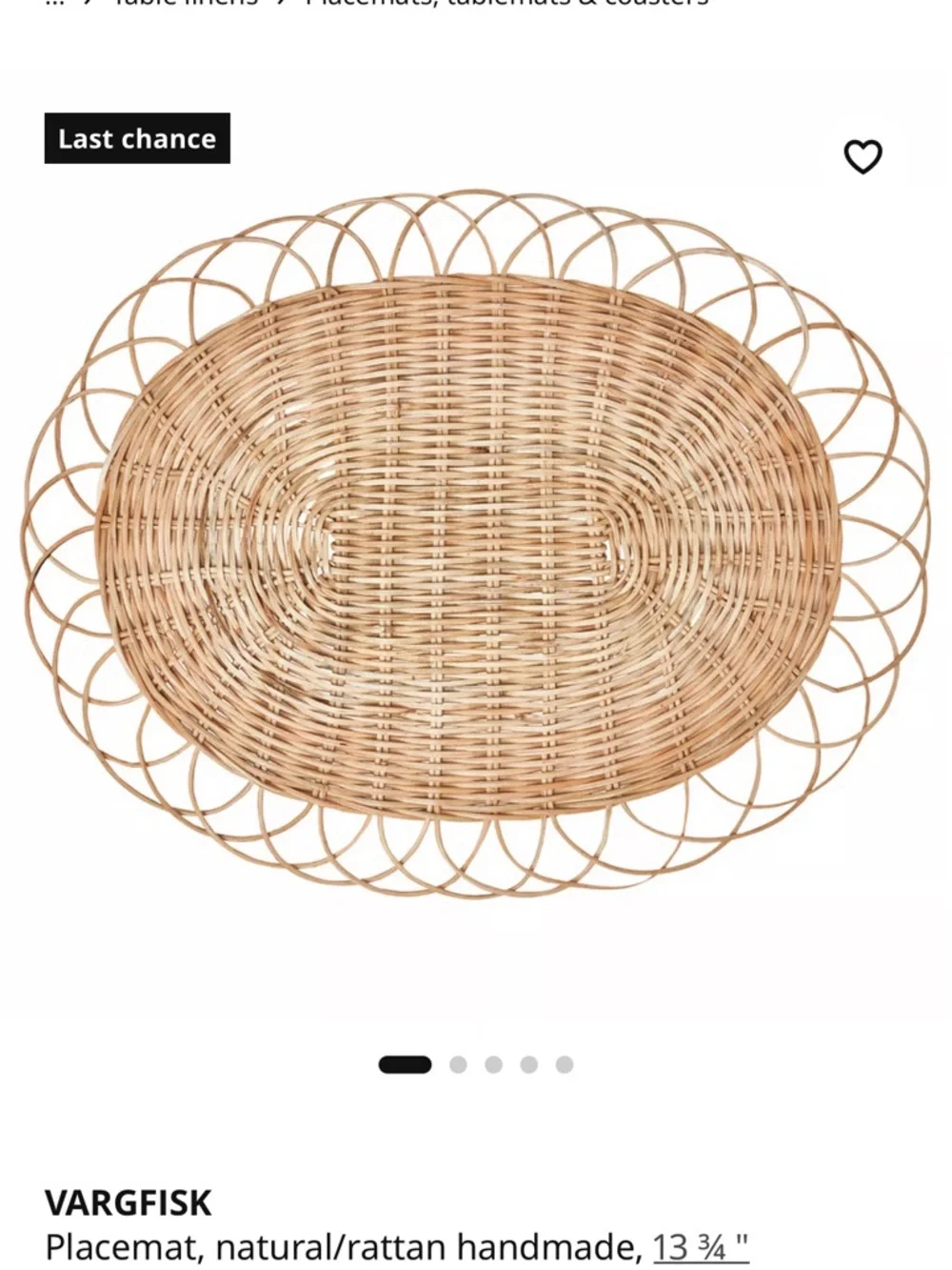 IKEA Natural Woven Oval placemats - set of 3